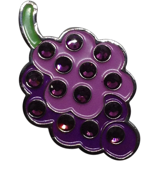 ReadyGolf: Grapes Ball Marker & Hat Clip with Crystals