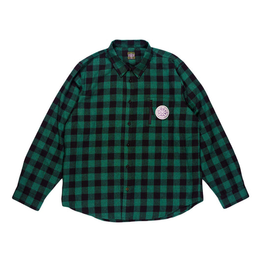 Stanley Mouse Mandolin Jester Never Summer Green Flannel Shirt