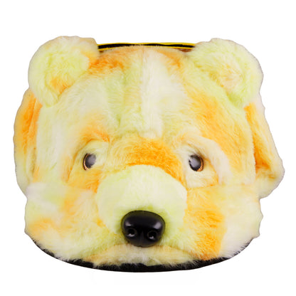 Orange Bear Fur Earflap Snapback Hat