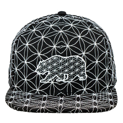 Flower of Life Bear Black Snapback Hat