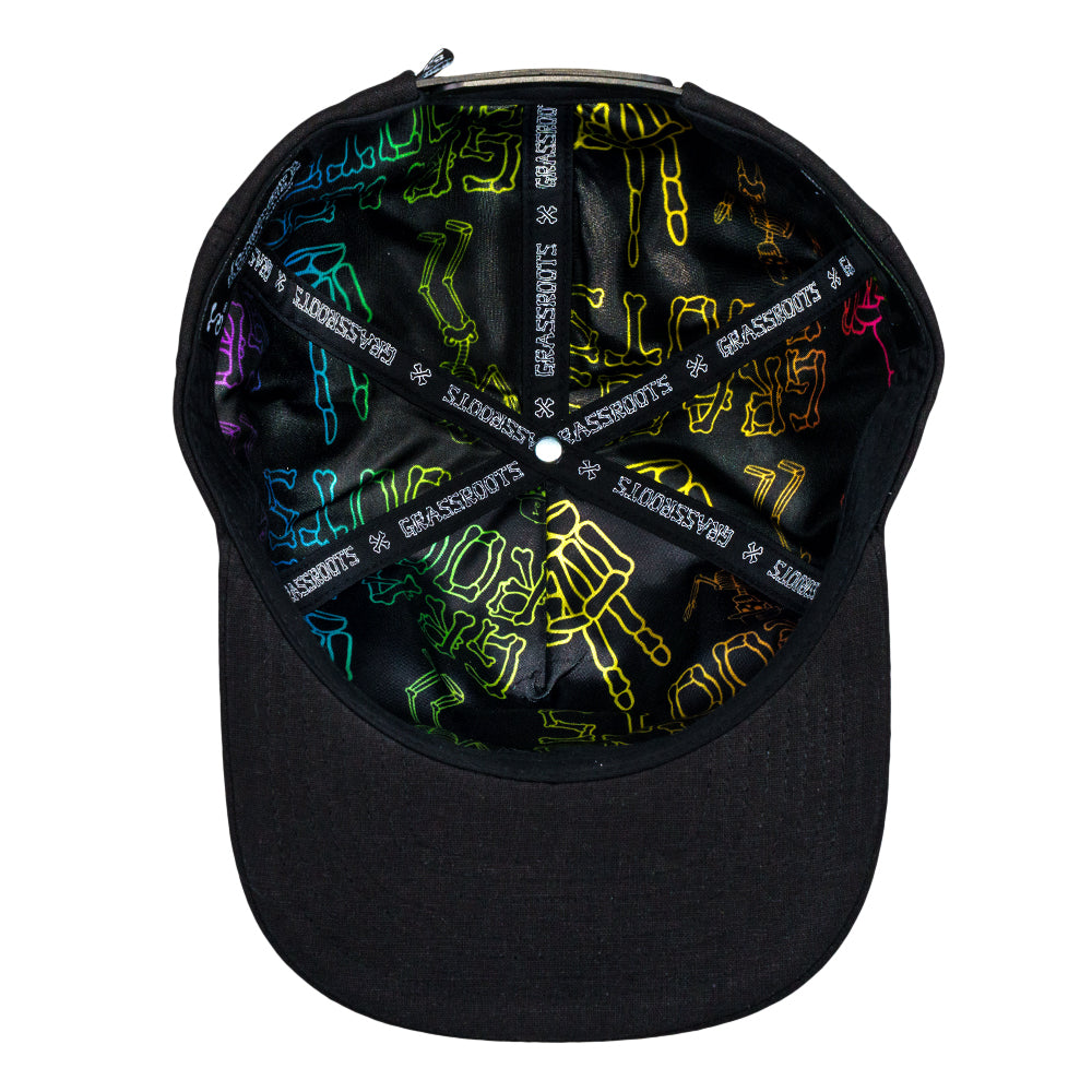 Skeleton Peace Sign Black Unstructured Snapback Hat