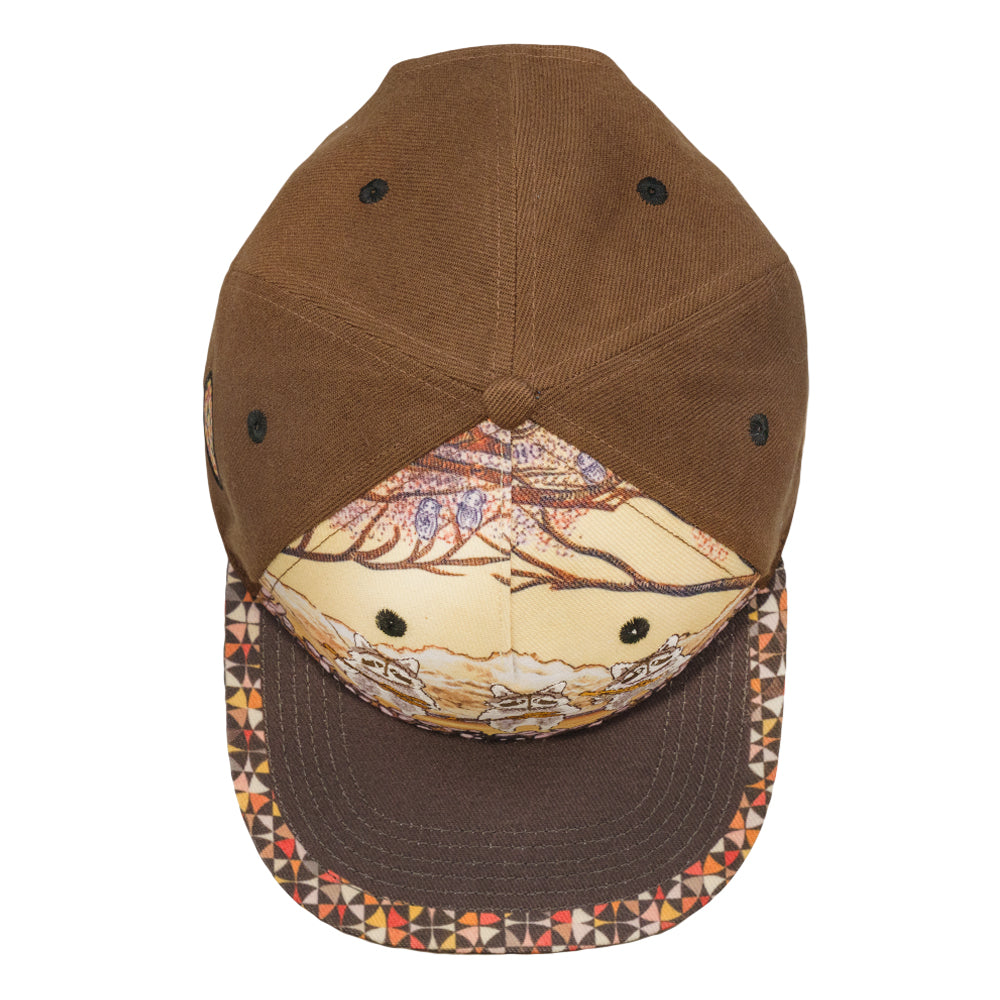 Foraged Pigment Art Raccoon Band Brown Snapback Hat