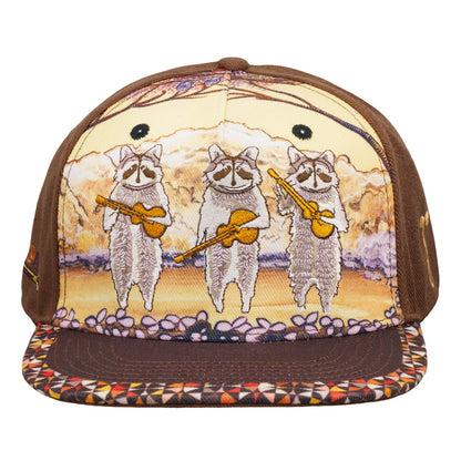 Foraged Pigment Art Raccoon Band Brown Fitted Hat