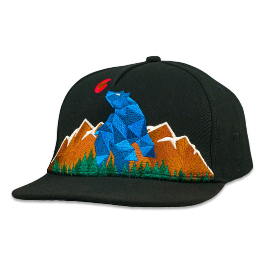 Blue Geo Bear Black 501 Snapback Hat
