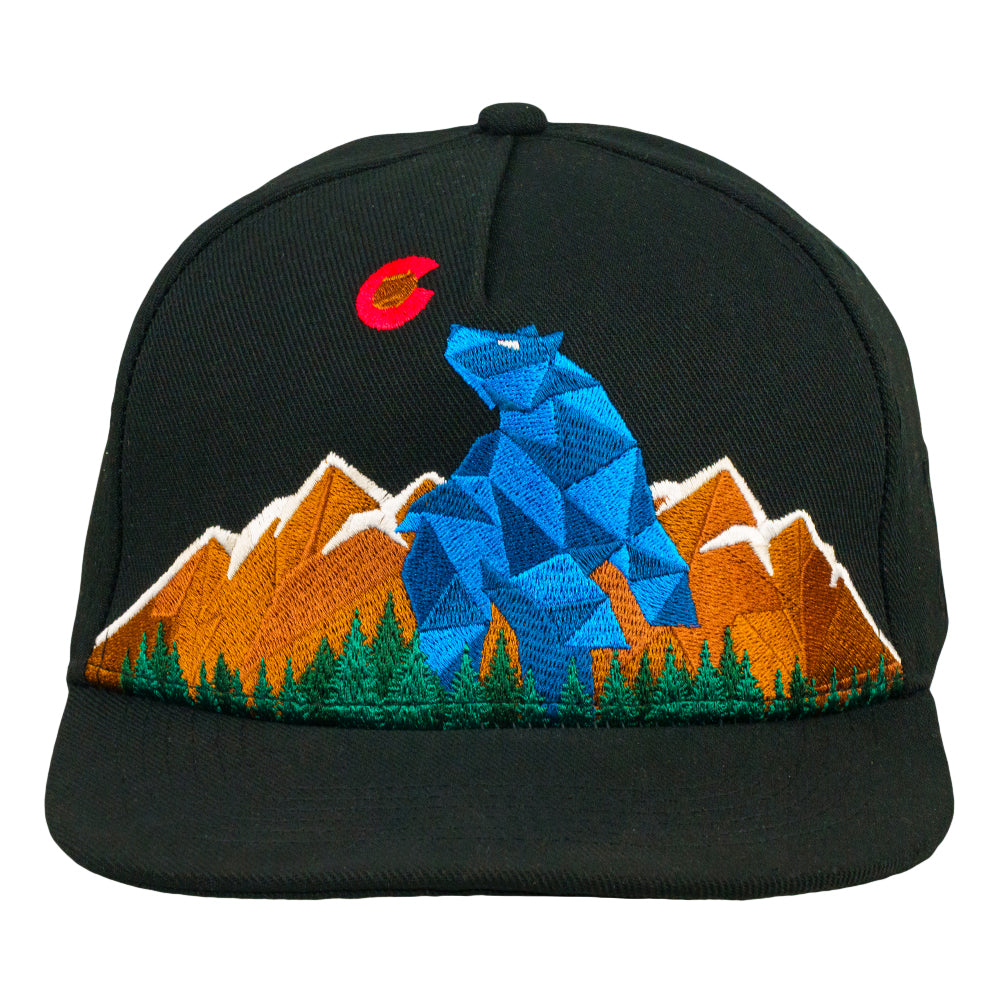 Blue Geo Bear Black 501 Snapback Hat