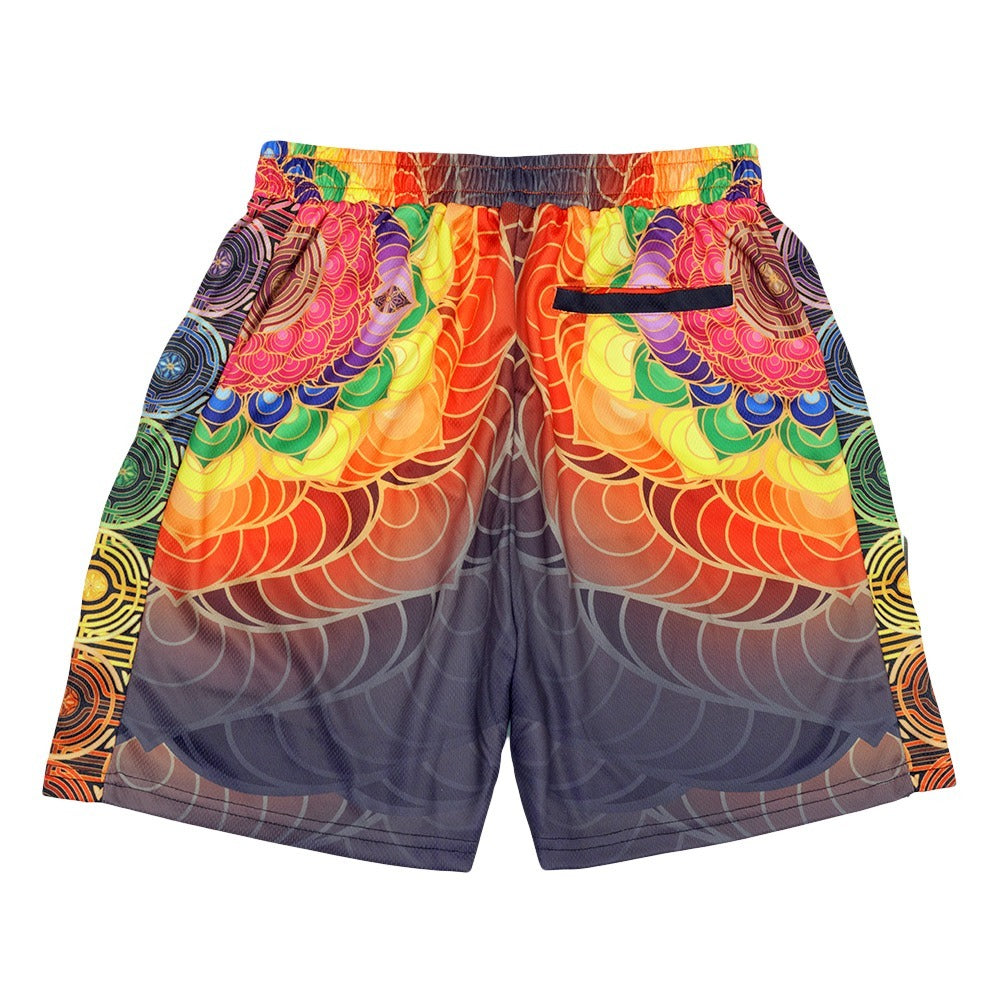 Introspective Projections Chakra Flower Mesh Shorts
