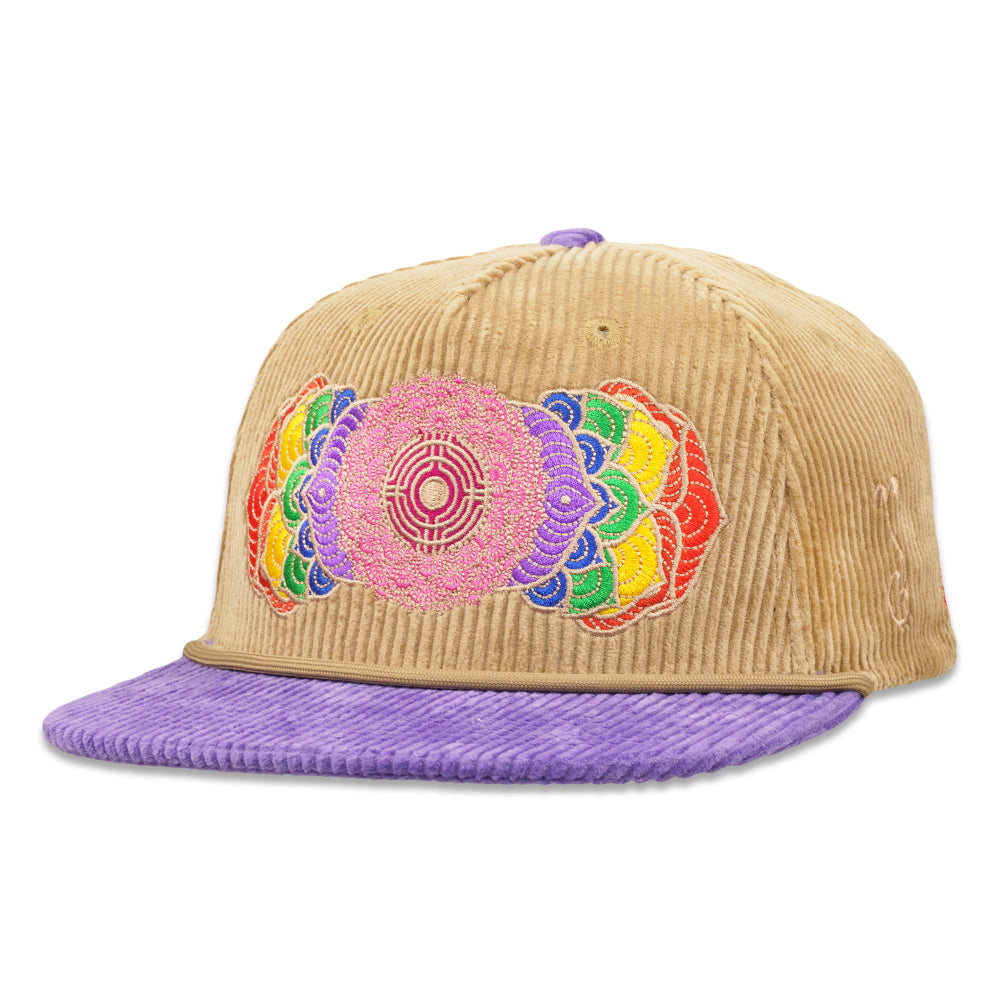 Introspective Projections Chakra Flower Tan Corduroy Snapback Hat