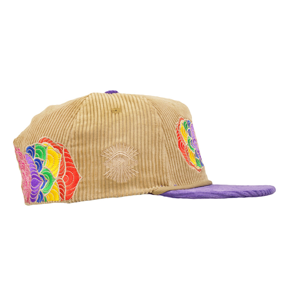 Introspective Projections Chakra Flower Tan Corduroy Snapback Hat