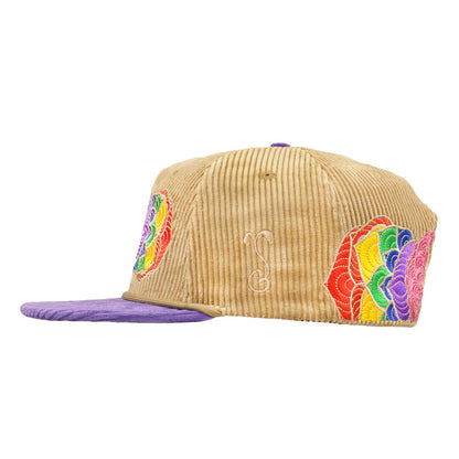 Introspective Projections Chakra Flower Tan Corduroy Snapback Hat