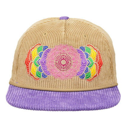 Introspective Projections Chakra Flower Tan Corduroy Snapback Hat