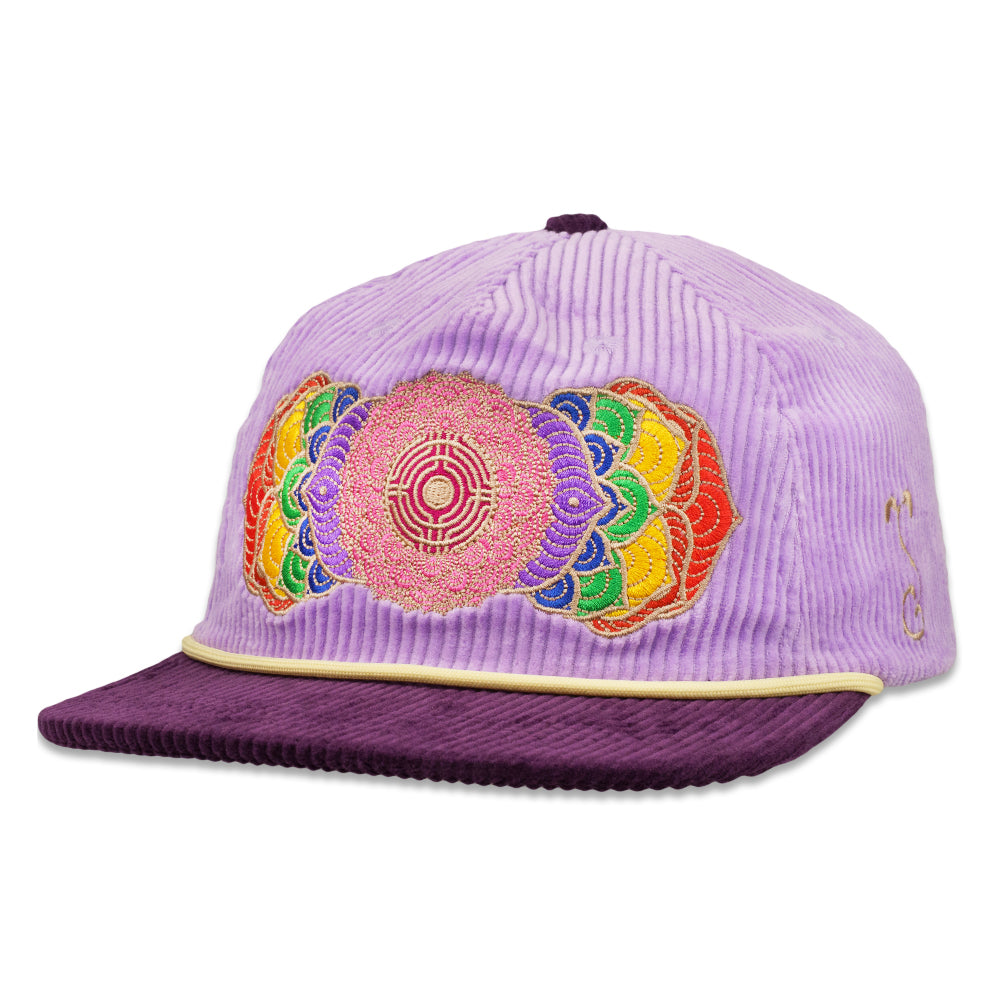 Introspective Projections Chakra Flower Purple Corduroy Unstructured Snapback Hat