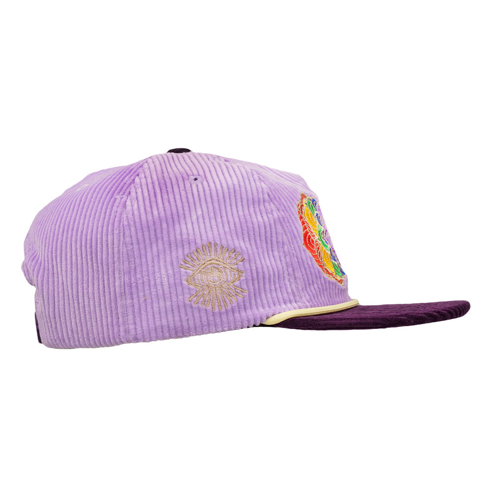 Introspective Projections Chakra Flower Purple Corduroy Unstructured Snapback Hat
