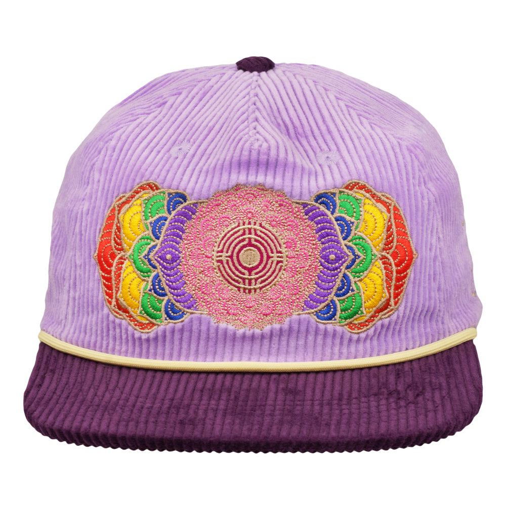 Introspective Projections Chakra Flower Purple Corduroy Unstructured Snapback Hat