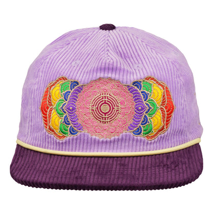 Introspective Projections Chakra Flower Purple Corduroy Unstructured Snapback Hat