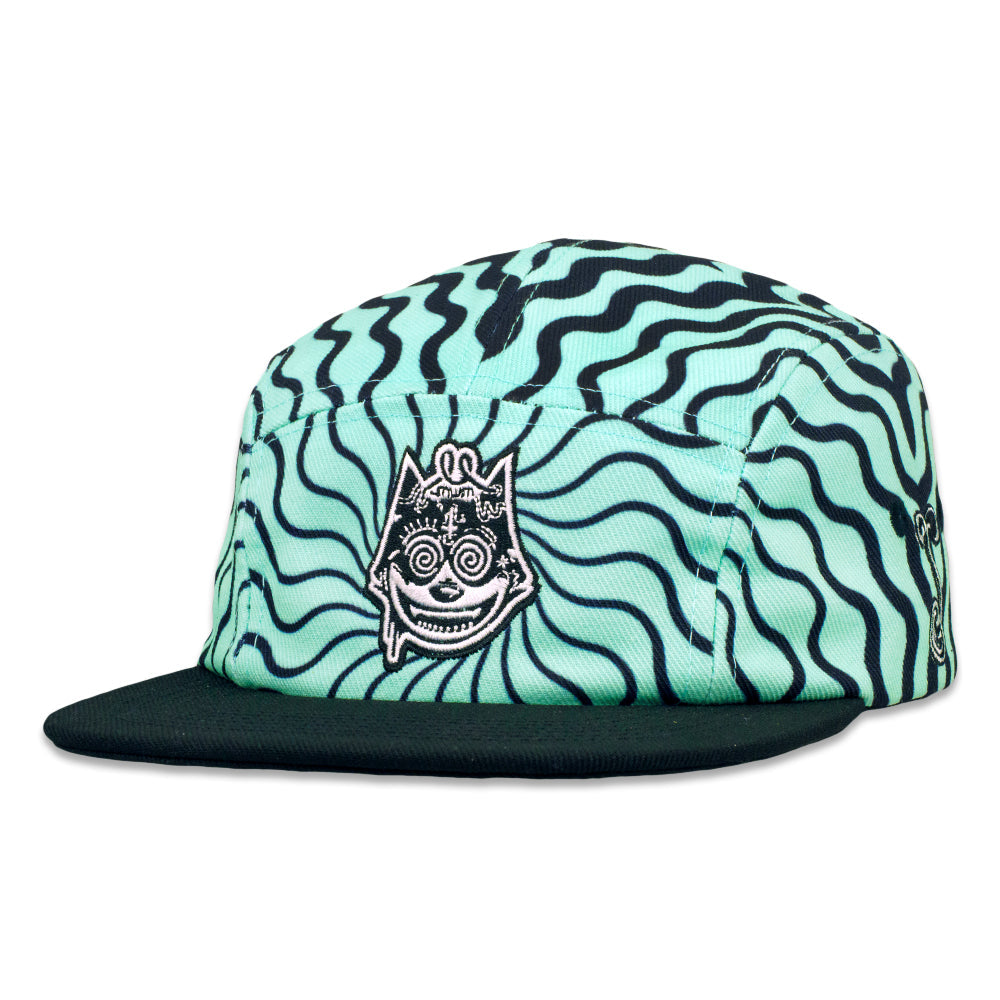 Stylust Cat Teal 5 Panel Snapback Hat