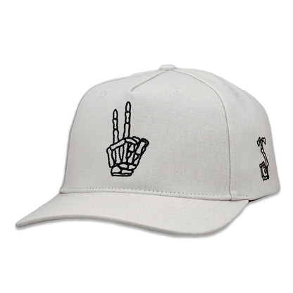 Skeleton Peace Sign Gray 501 Snapback Hat