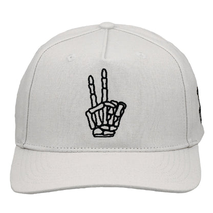Skeleton Peace Sign Gray 501 Snapback Hat