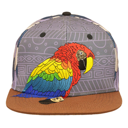 Scarlet Macaw Feathers Gray Fitted Hat