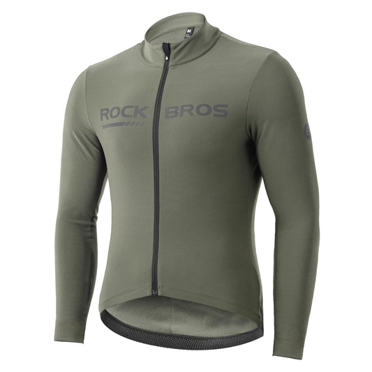 ROCKBROS Men's Long Sleeve Cycling Jersey with full zipper rear pockets perfect fit for outdoor sports