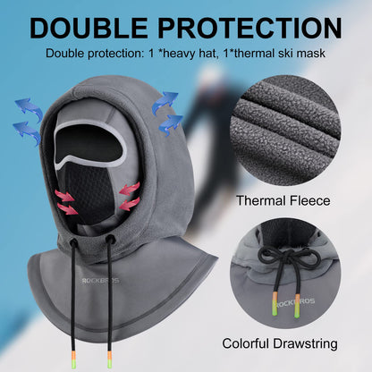 ROCKBROS Ski Balaclava Thermal Fleece Balaclava for Cold Weather Winter Men