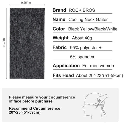 ROCKBROS Cooling Neck Gaiter Face Mask Fishing Scarf Face Cover for Men Women