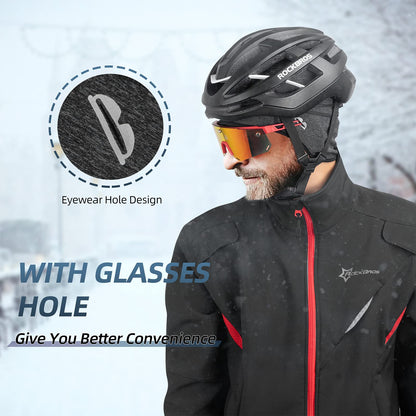 ROCKBROS Winter Skull Cap Helmet Liner, Thermal Cycling Beanie with Glasses Holes