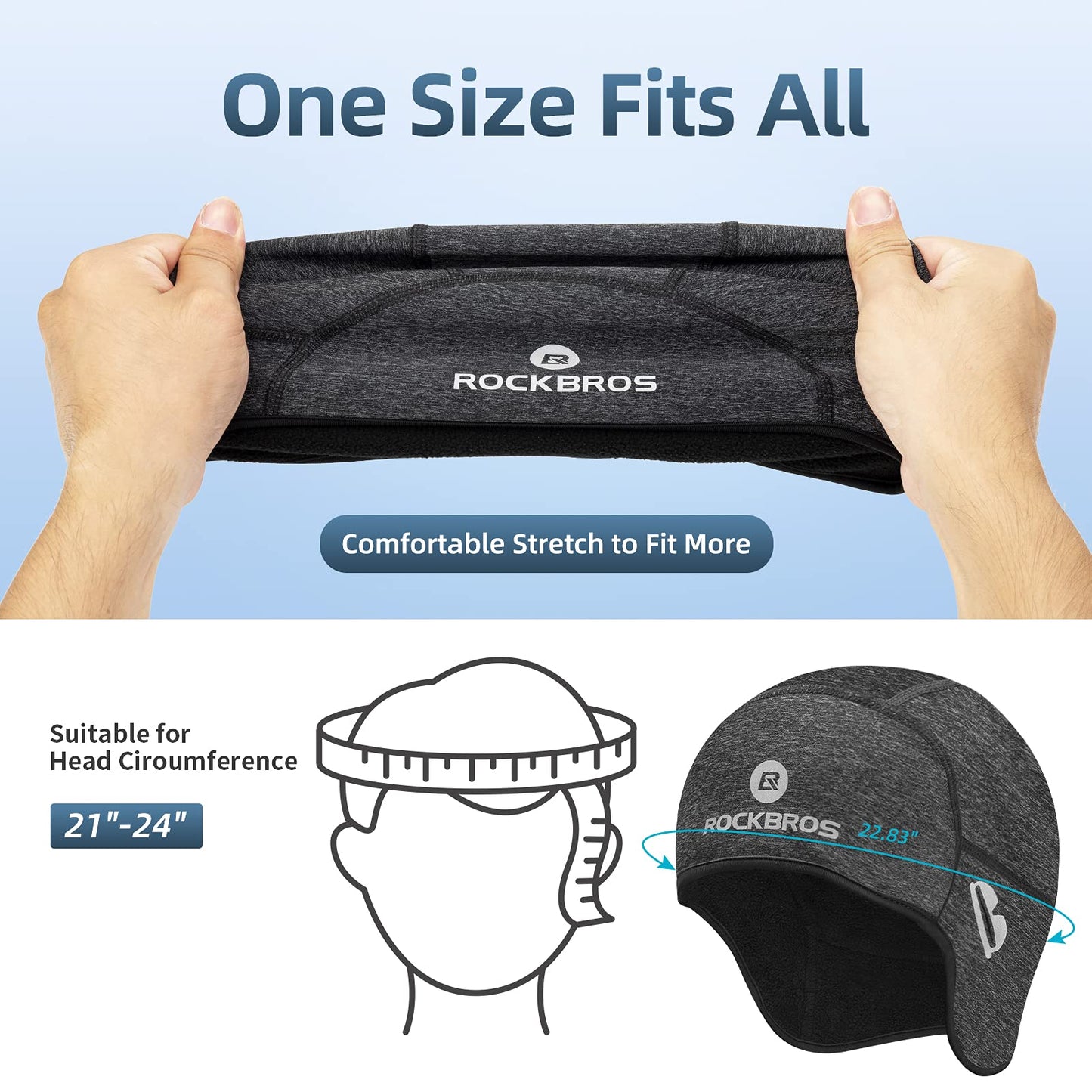 ROCKBROS Winter Skull Cap Helmet Liner, Thermal Cycling Beanie with Glasses Holes