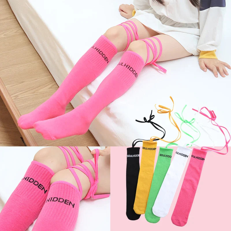 Colorful Embroidered Knee High Socks for Girls