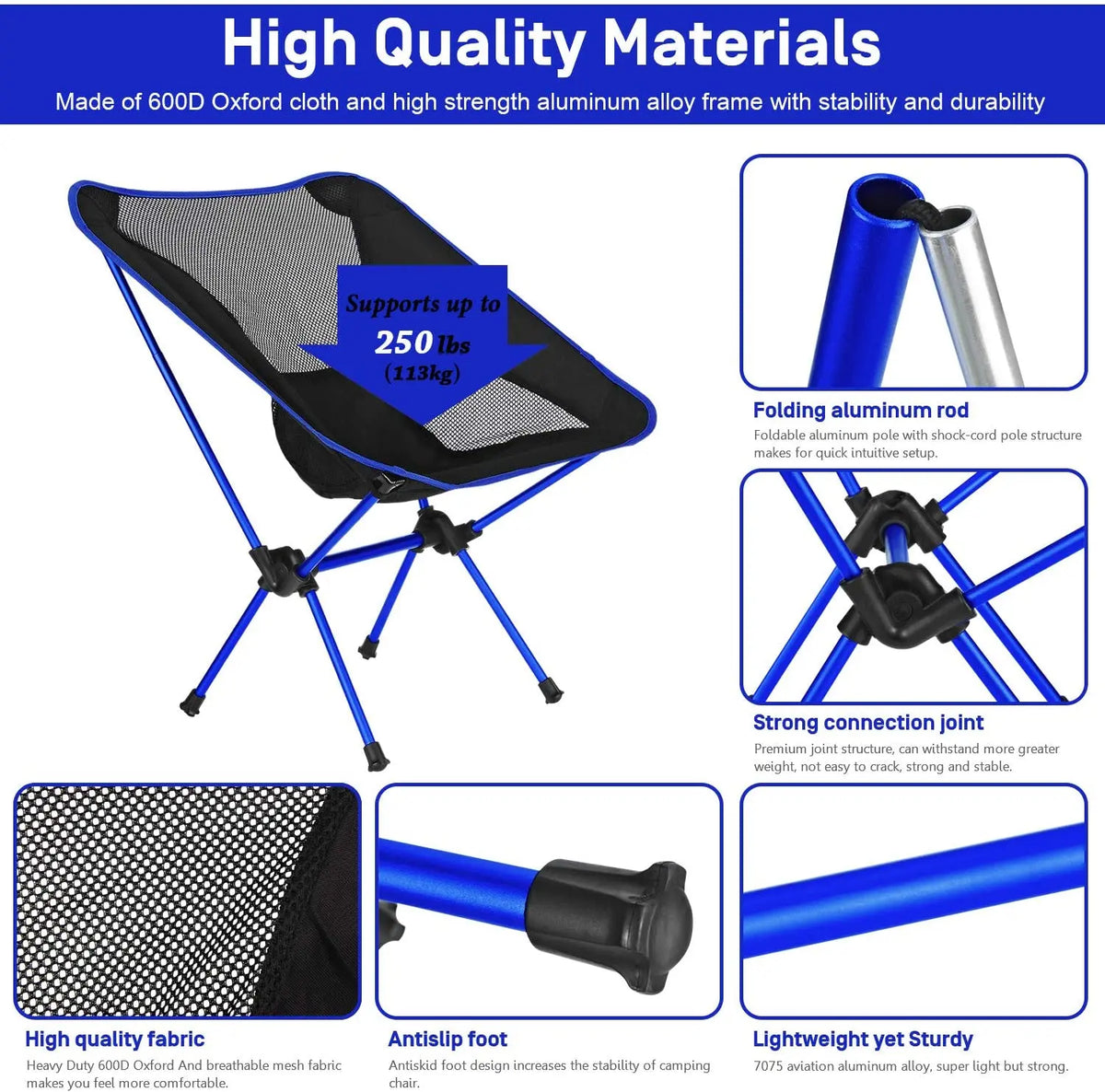 Ultralight Folding Camping Chair Portable & Detachable for Hiking