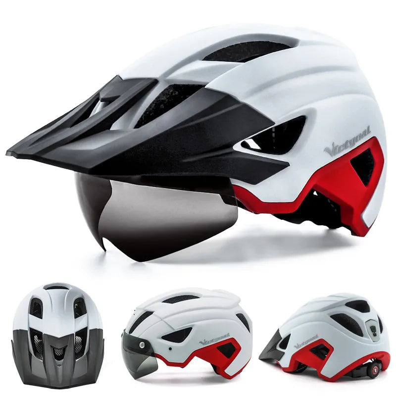 LED Bike Helmet with Visor and Sunglasses