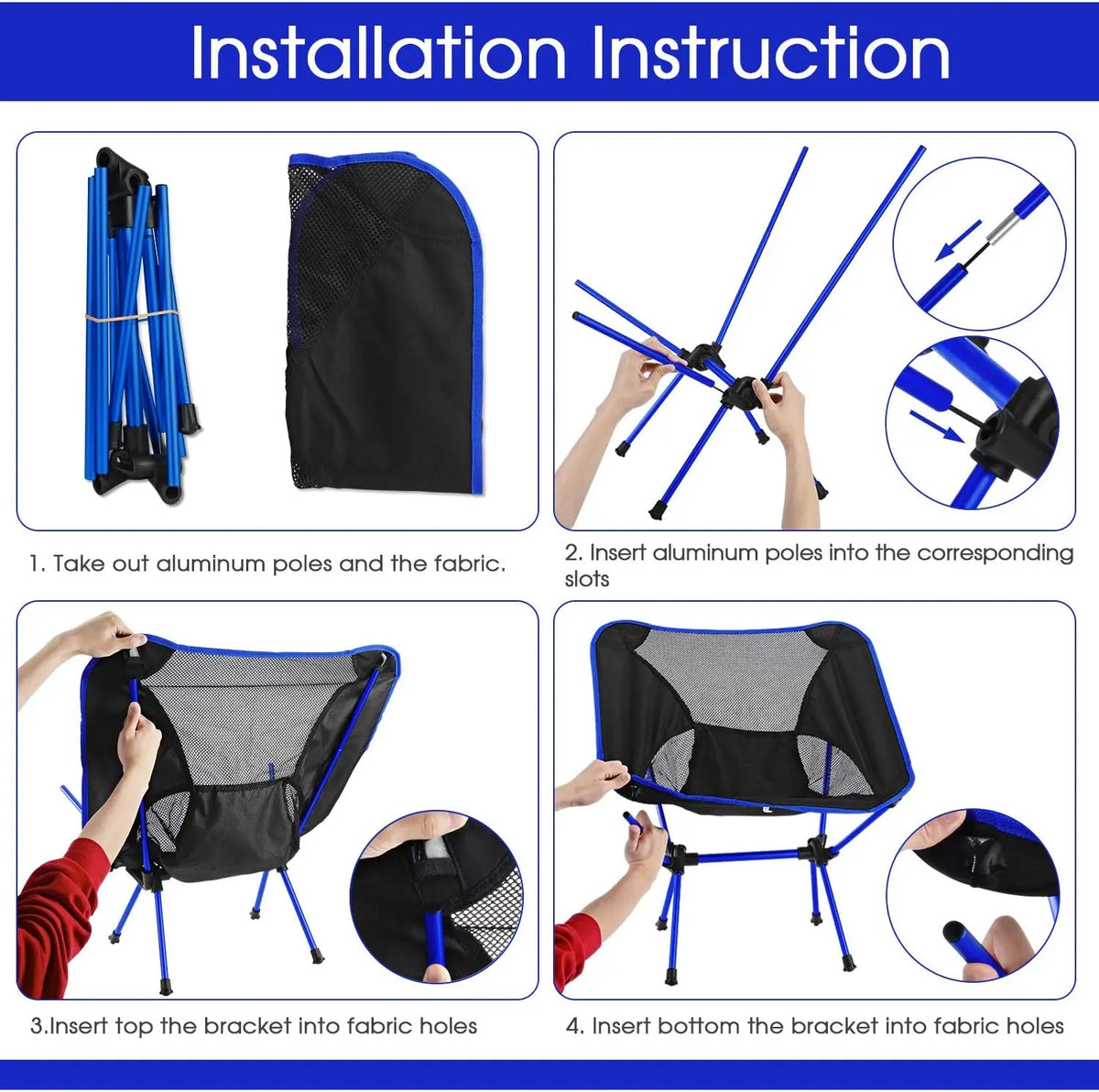 Ultralight Folding Camping Chair Portable & Detachable for Hiking