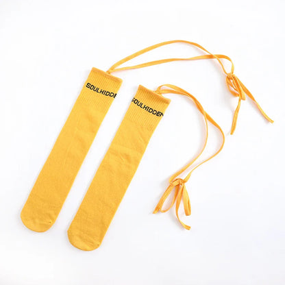 Colorful Embroidered Knee High Socks for Girls