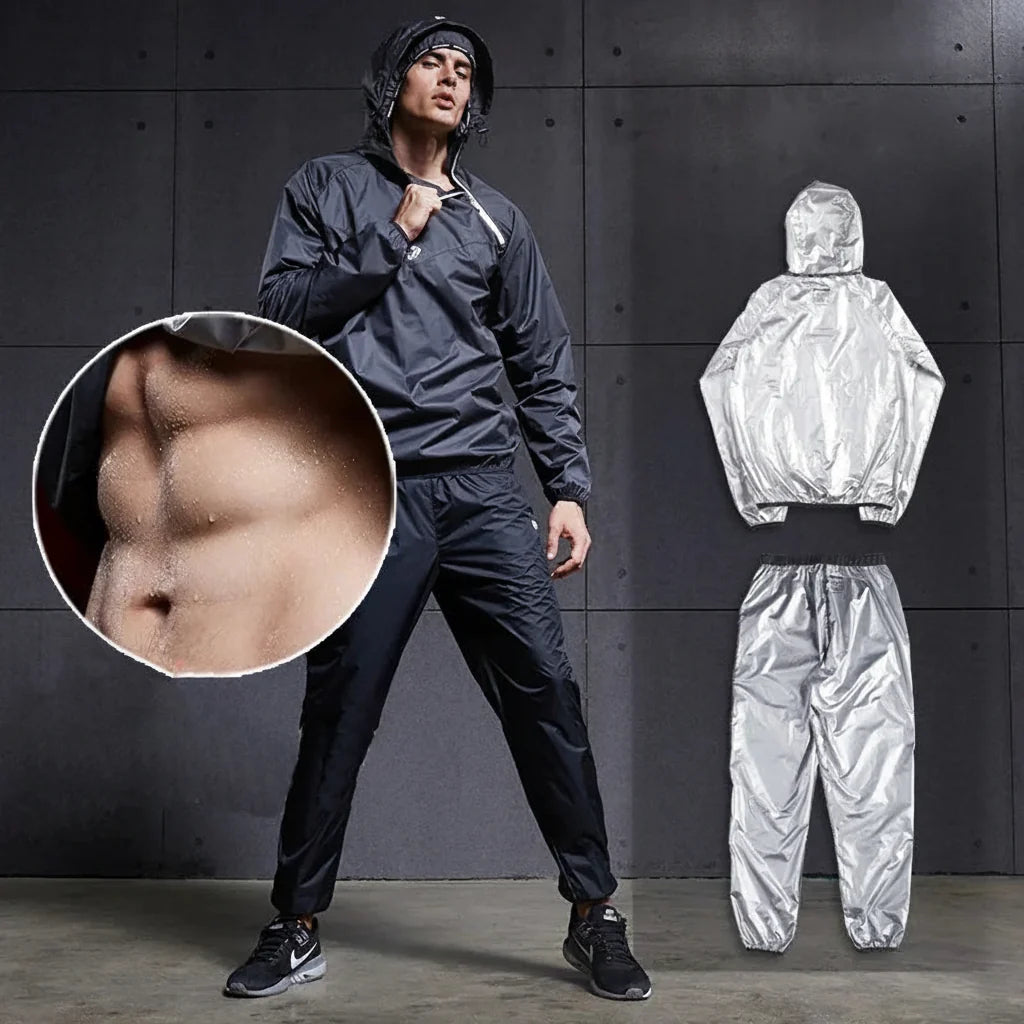 Men's Fitness Sauna Suit Set: Quick Sweat Gym Gear