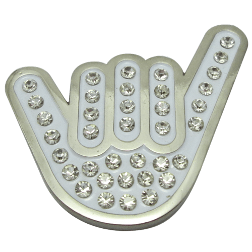 Hang Loose Shaka Sign Crystal Ball Marker & Hat Clip by ReadyGOLF
