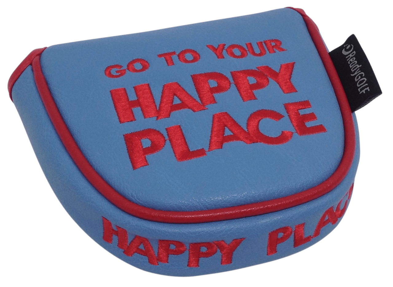 Happy Place Embroidered Mallet Putter Cover by ReadyGOLF