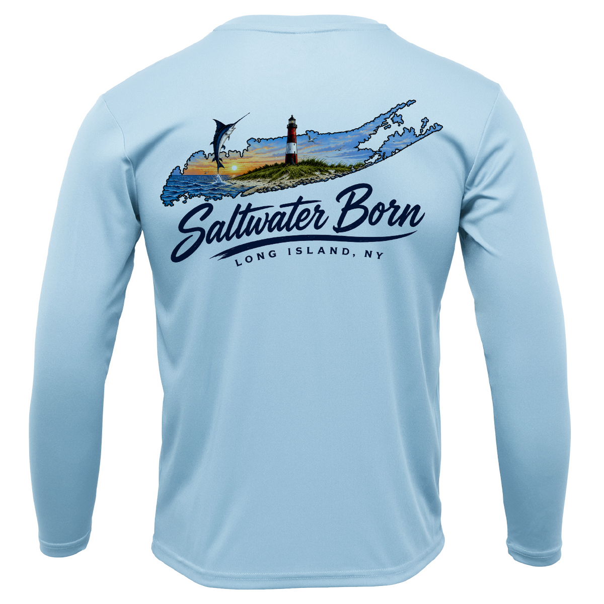 Long Island, NY Geography Men's Long Sleeve UPF 50+ Dry-Fit Shirt