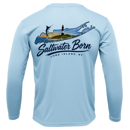 Long Island, NY Geography Men's Long Sleeve UPF 50+ Dry-Fit Shirt