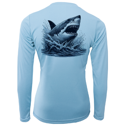 Cape Cod, MA Jaws Women's Long Sleeve UPF 50+ Dry-Fit Shirt