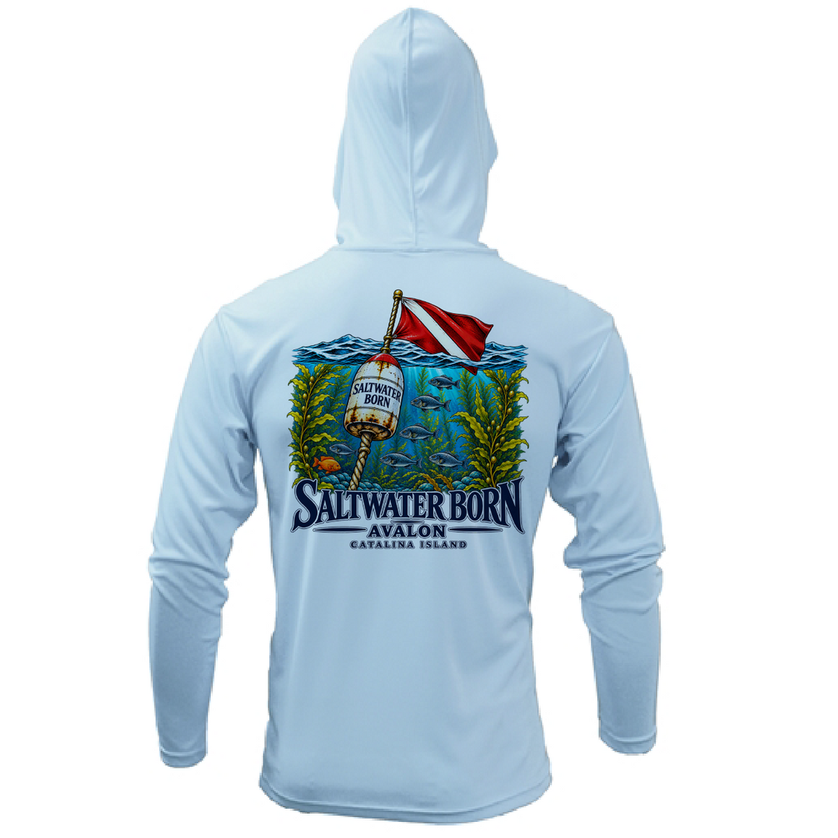 Avalon, CA Dive Flag Buoy Men's Long Sleeve UPF 50+ Dry-Fit Hoodie