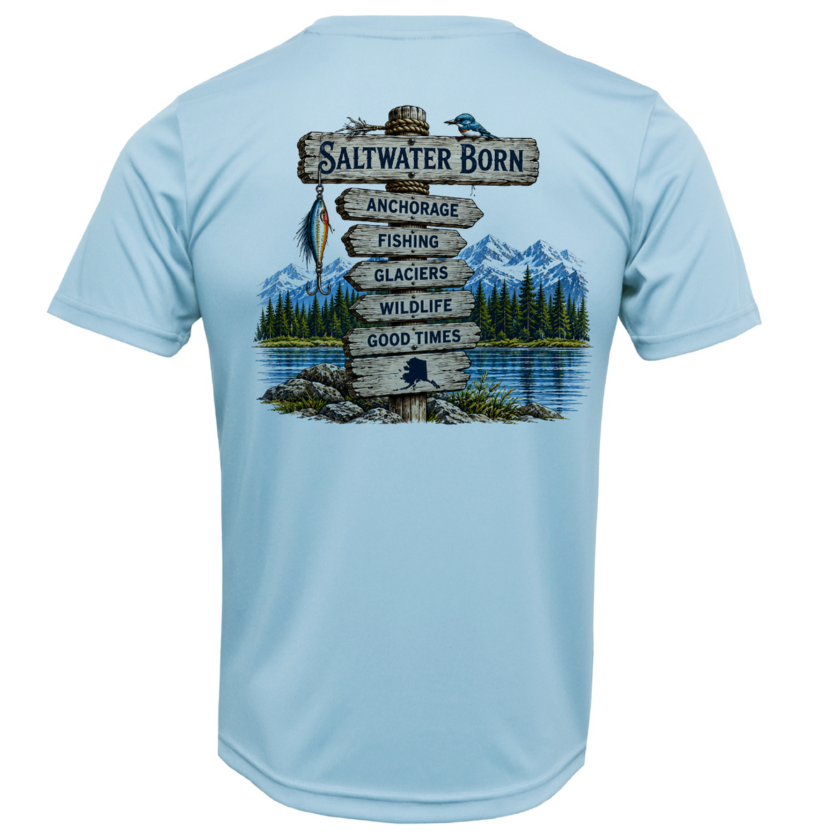 Anchorage, AK Adventure Signpost Men's Short Sleeve UPF 50+ Dry-Fit Shirt