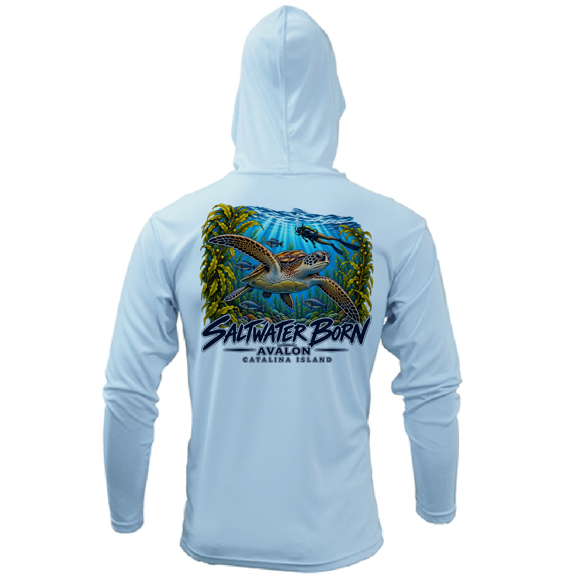 Avalon, CA Turtle Men's Long Sleeve UPF 50+ Dry-Fit Hoodie