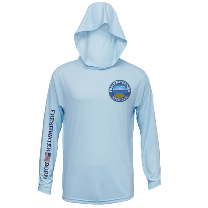 Michigan Freshwater Born Pike Men's Long Sleeve UPF 50+ Dry-Fit Hoodie