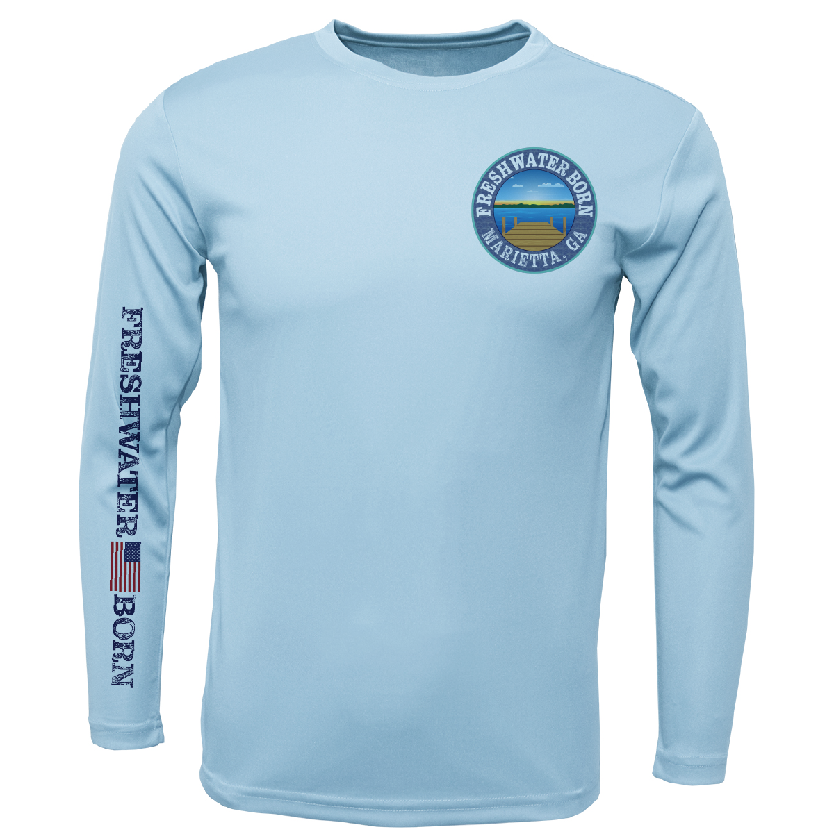Marietta, GA Freshwater Born Largemouth Bass Men's Long Sleeve UPF 50+ Dry-Fit Shirt
