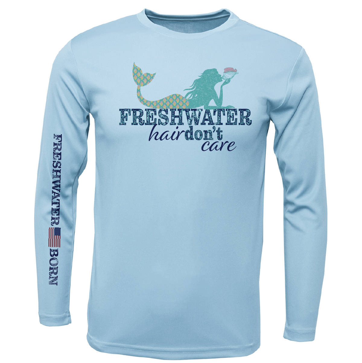 Florida "Freshwater Hair Don't Care" Girl's Long Sleeve UPF 50+ Dry-Fit Shirt