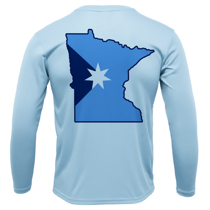 Bear Lake, MN Freshwater Born State Flag Men's Long Sleeve UPF 50+ Dry-Fit Shirt