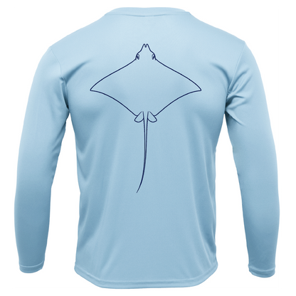 Eagle Ray Outline Men's Long Sleeve UPF 50+ Dry-Fit Shirt