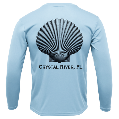 Crystal River, FL Scallop Men's Long Sleeve UPF 50+ Dry-Fit Shirt