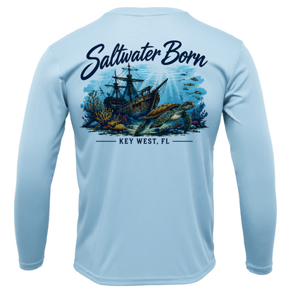 Key West, FL Sunken Pirate Ship Men's Long Sleeve UPF 50+ Dry-Fit Shirt