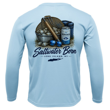 Beers, Clams, and Shades Long Island, NY Men's Long Sleeve UPF 50+ Dry-Fit Shirt