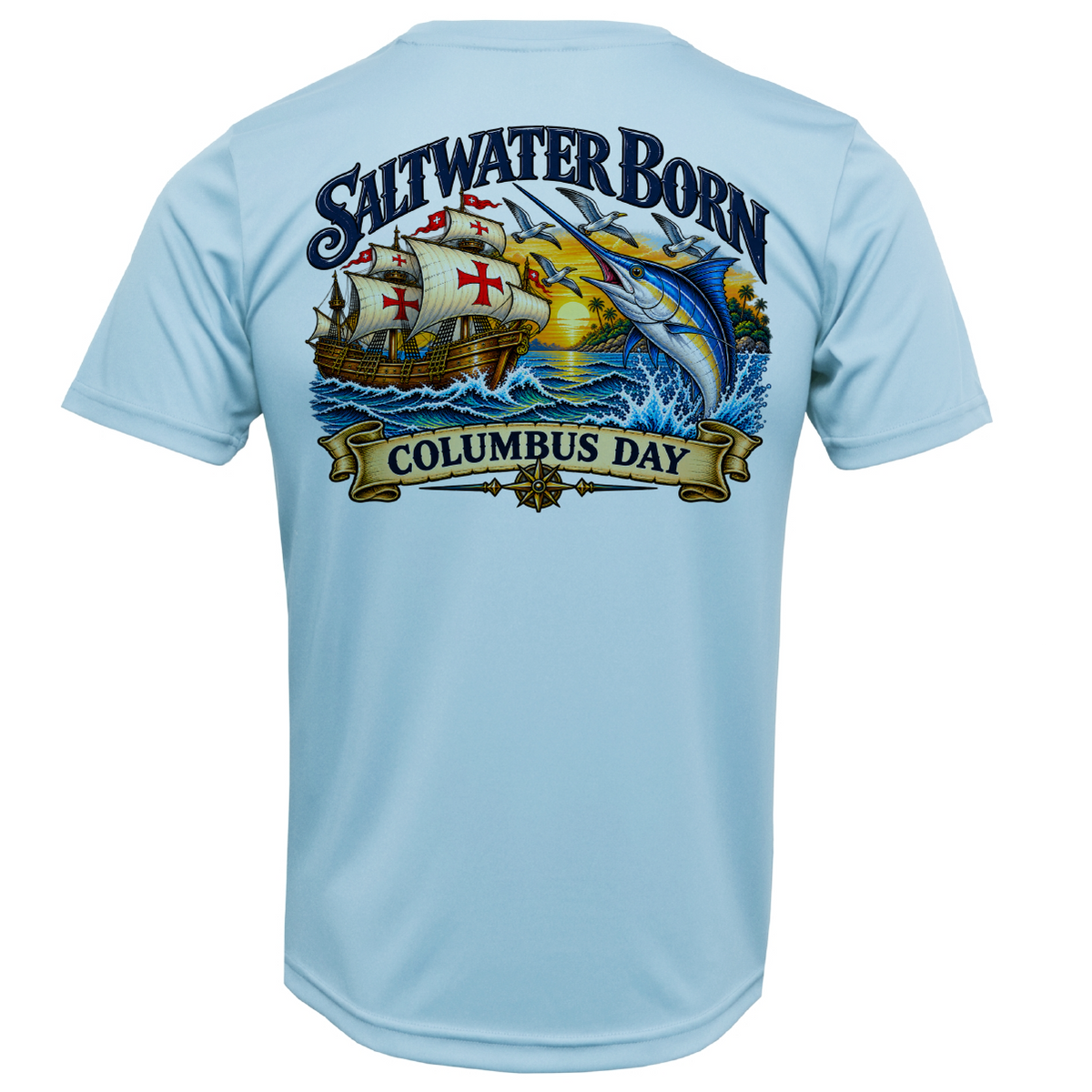 Columbus Day High Seas Adventure Men's Short Sleeve UPF 50+ Dry-Fit Shirt